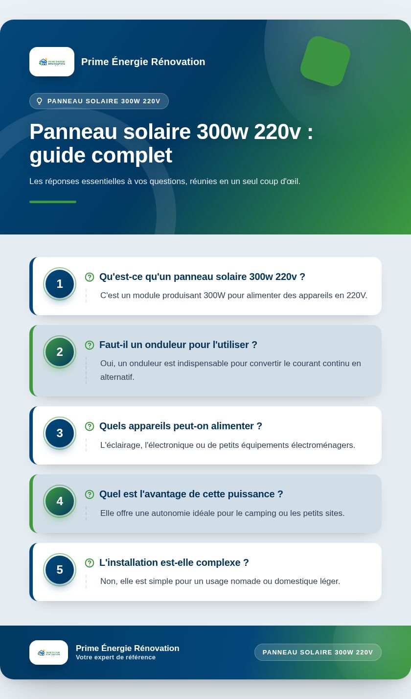 Infographie : Panneau solaire 300w 220v : guide complet