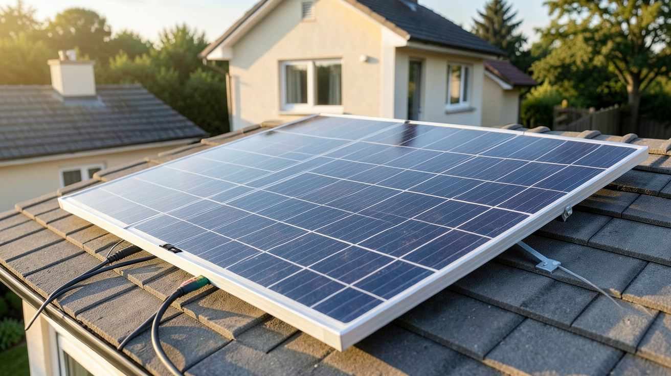 panneau solaire 300W 220V installé sur le toit d'une maison individuelle