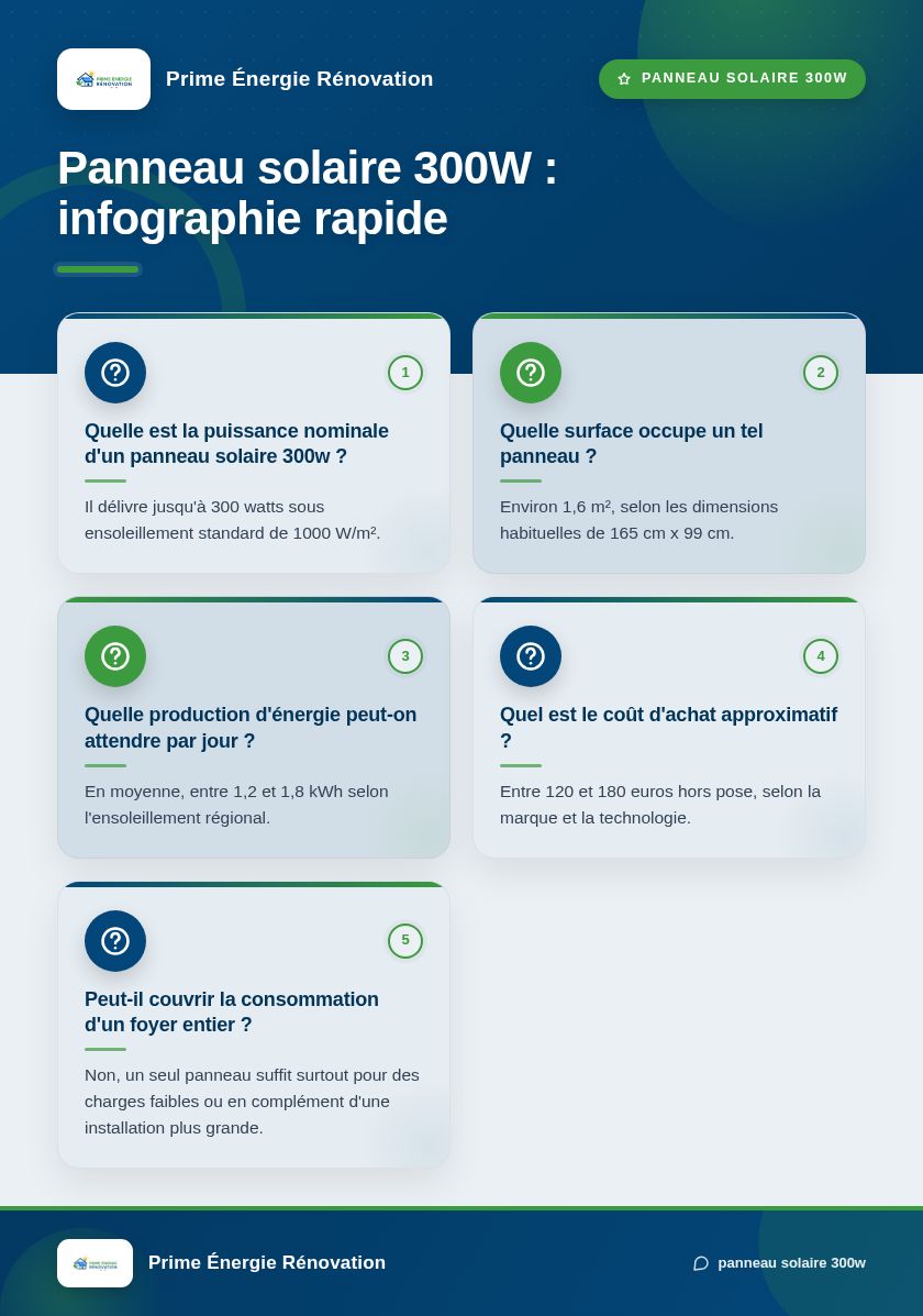 Infographie : Panneau solaire 300W : infographie rapide