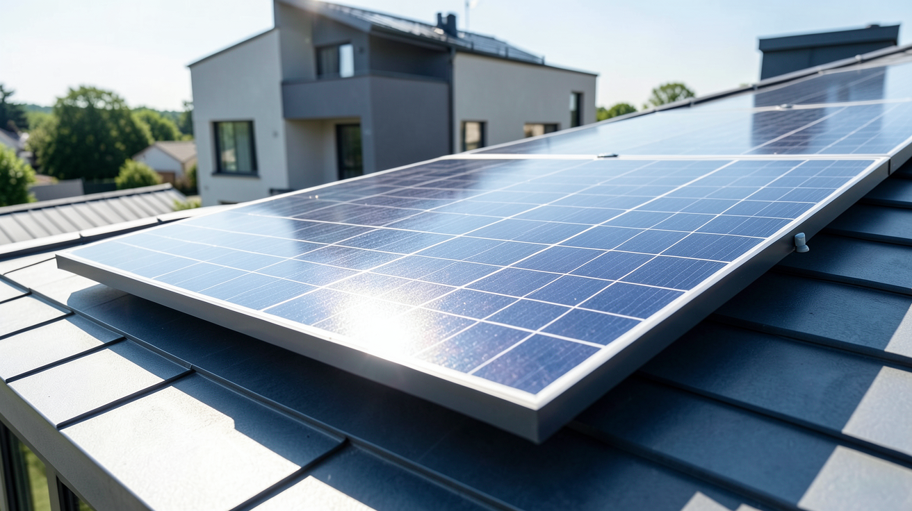 panneau solaire 330w installé sur le toit d'une maison pour favoriser l'autoconsommation