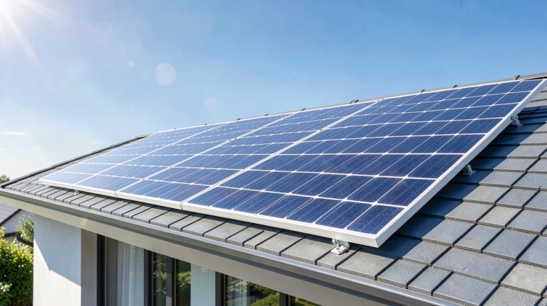 panneau solaire 3kw installé sur le toit d'une maison moderne