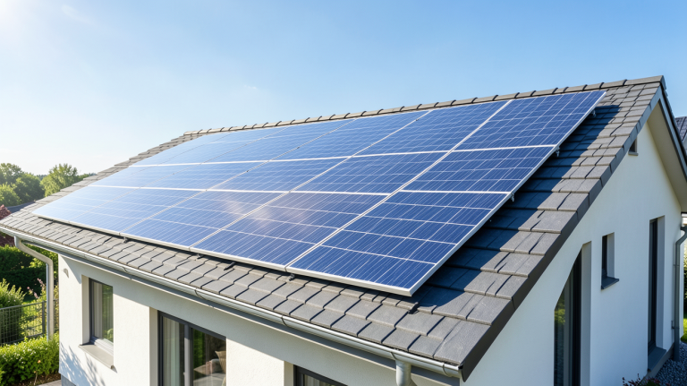 panneau solaire 3kw prix installé sur le toit d'une maison moderne