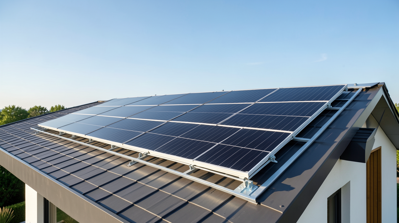 panneau solaire 3 kWc installé sur le toit d'une maison résidentielle moderne