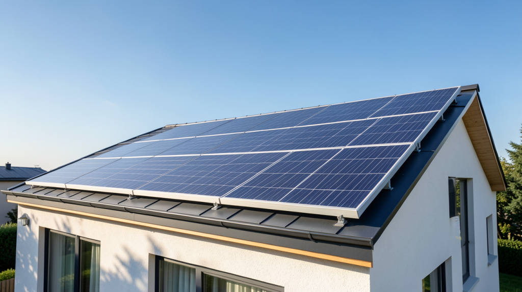 panneau solaire 3kWc installé sur le toit d'une maison contemporaine