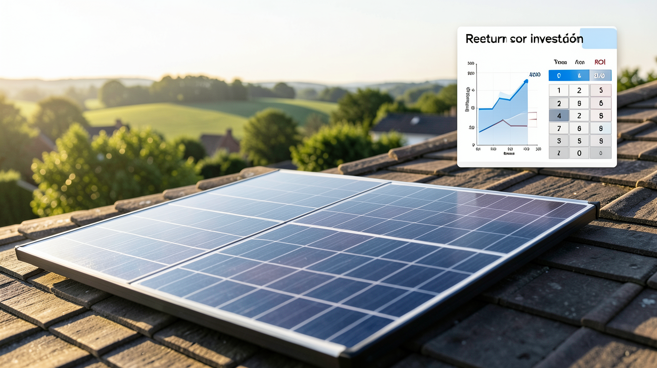 panneau solaire 400 watts prix calcul du retour sur investissement (ROI) affiché sur un écran ou un document