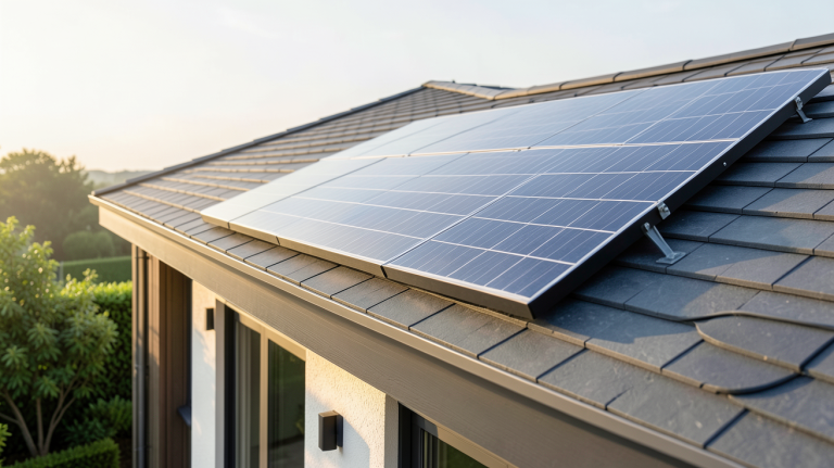 panneau solaire 400 watts installé sur le toit d'une maison moderne