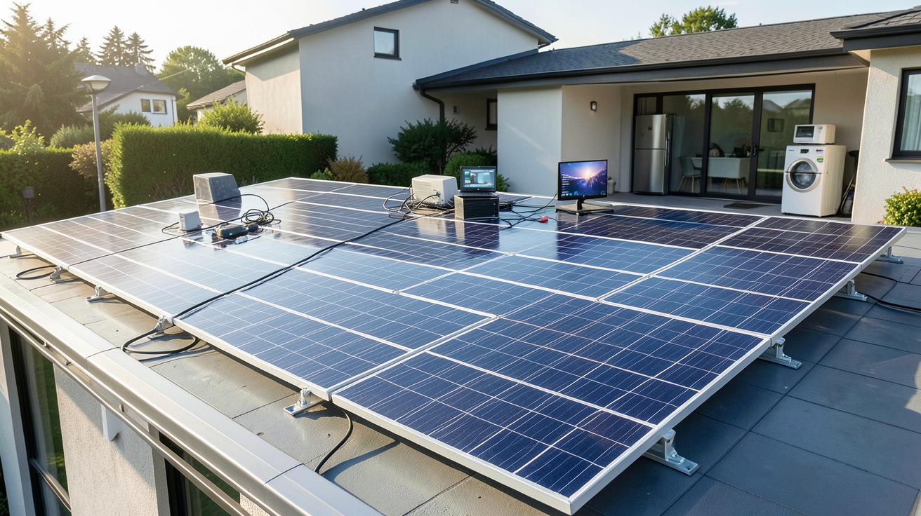 panneau solaire 4000 watts alimentant simultanément plusieurs appareils électriques dans une maison moderne