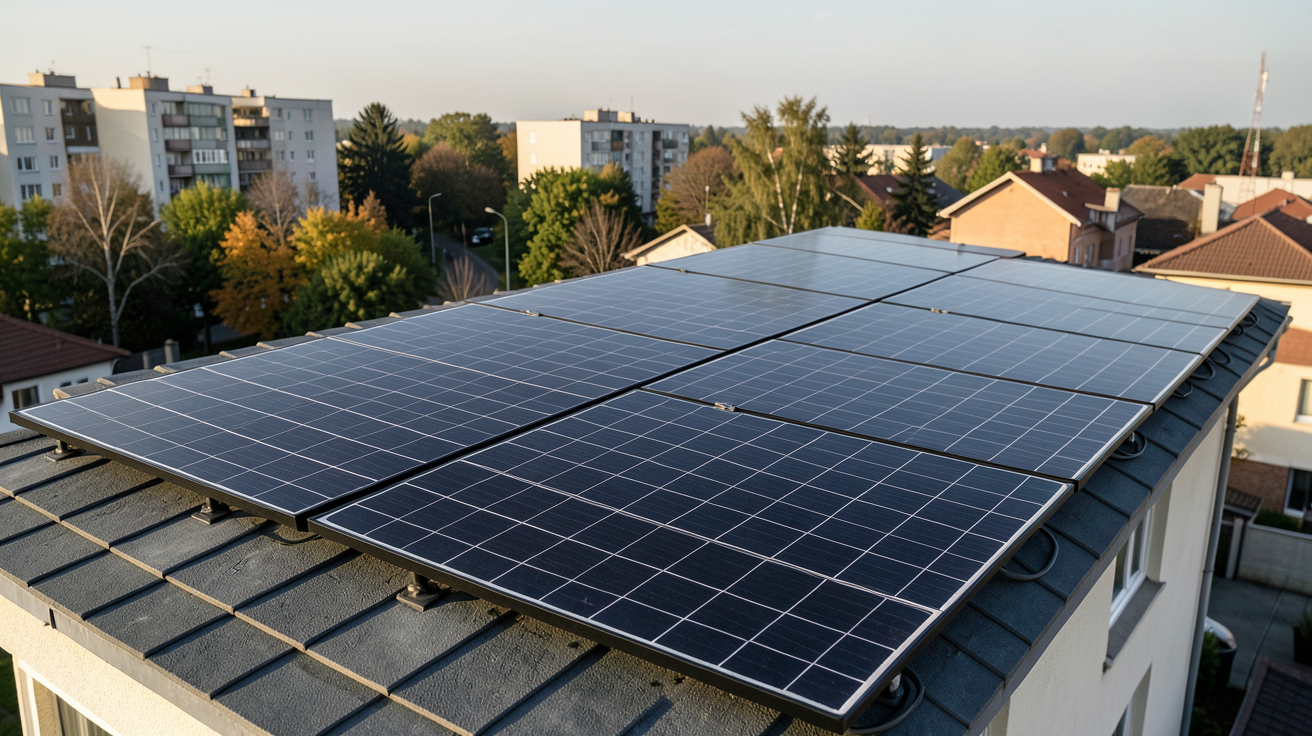 panneau solaire 4000 watts installé sur un toit résidentiel avec kit complet