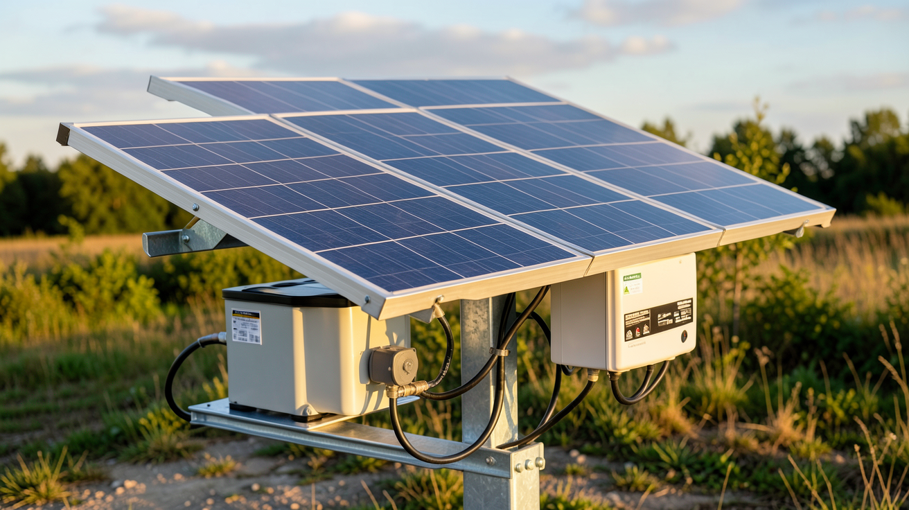 panneau solaire 400W 220V connecté à une batterie et un onduleur en configuration domestique