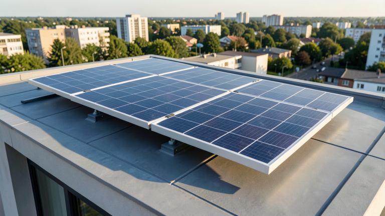 panneau solaire 400w 220v installé sur le toit d'une maison moderne