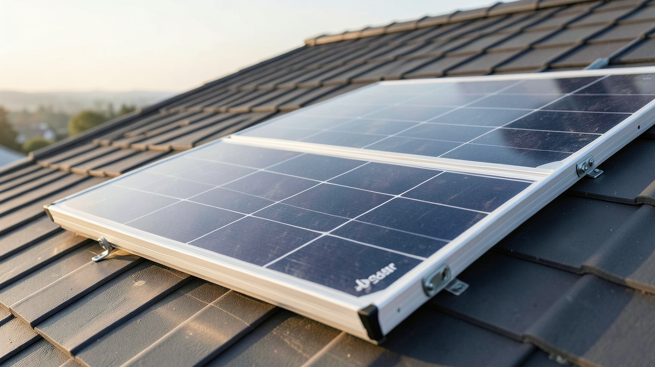 panneau solaire 400W de marque JA Solar, SunPower, URECO, Qcells ou LG installé sur un toit incliné