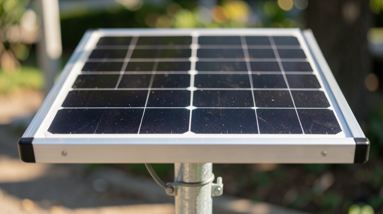 panneau solaire 400W Hyundai vu de face avec détails des cellules photovoltaïques et connecteurs MC4