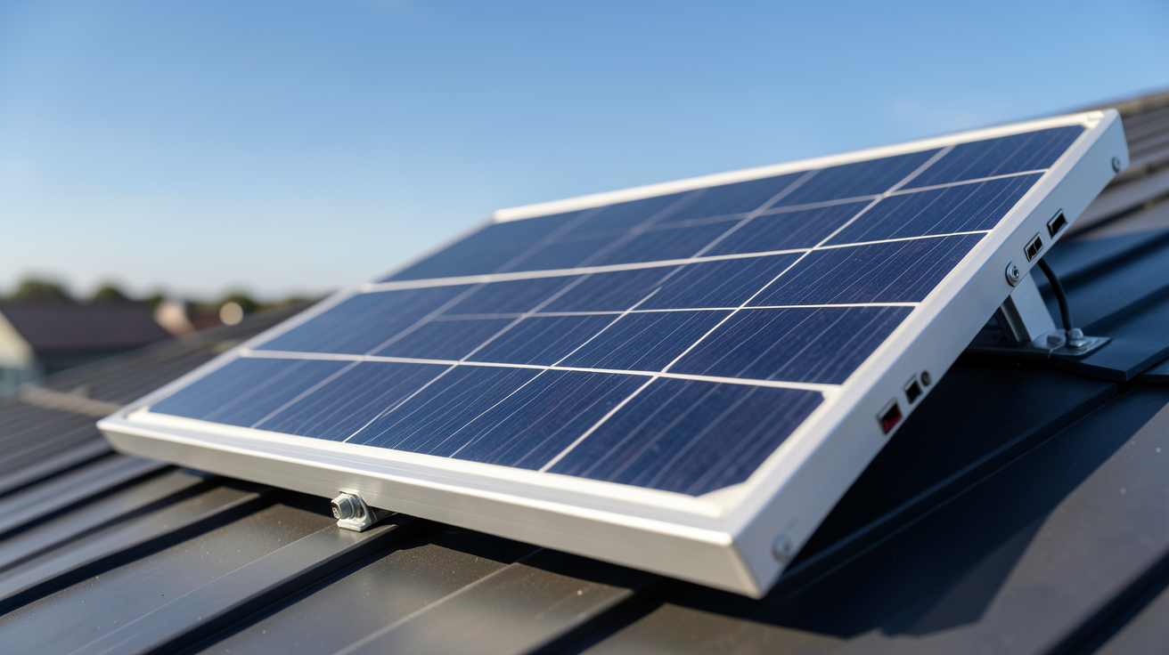 panneau solaire 400W Hyundai posé sur un toit incliné, modèle comparatif des principaux panneaux Hyundai