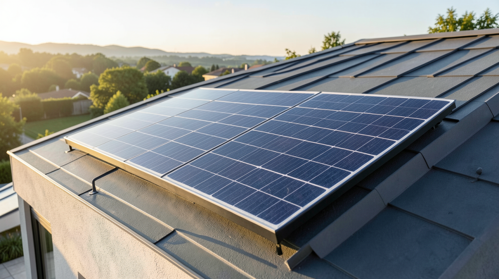 panneau solaire 400w mono vertex s trina solar installé sur le toit d'une maison moderne