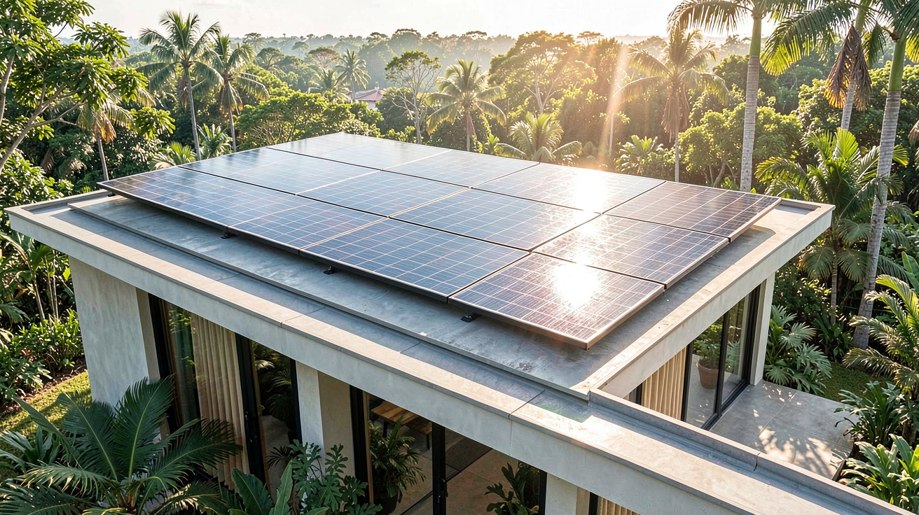 panneau solaire 400wc installé sur un toit de maison pour une énergie renouvelable