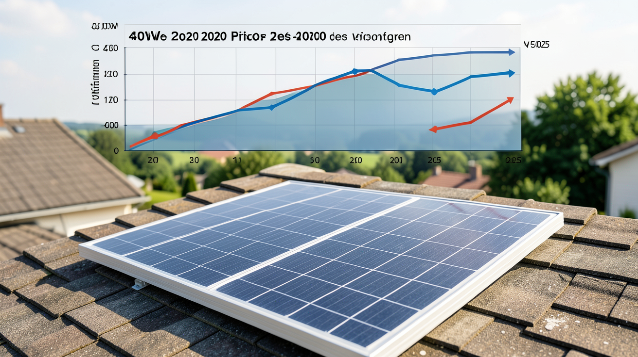 panneau solaire 450W avec graphique historique des prix de 2020 à 2025