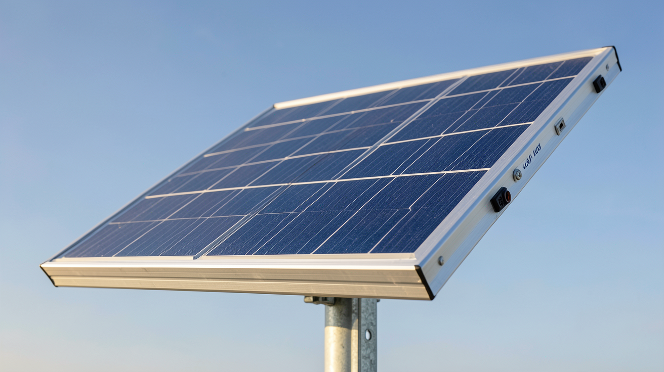 panneau solaire 48V posé sur un support métallique pour calculer la puissance d'une installation solaire