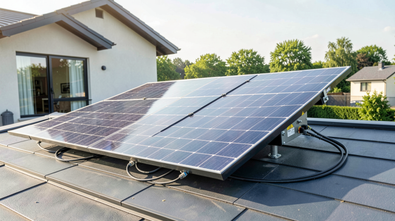 panneau solaire 5000W installé sur le toit d'une maison moderne