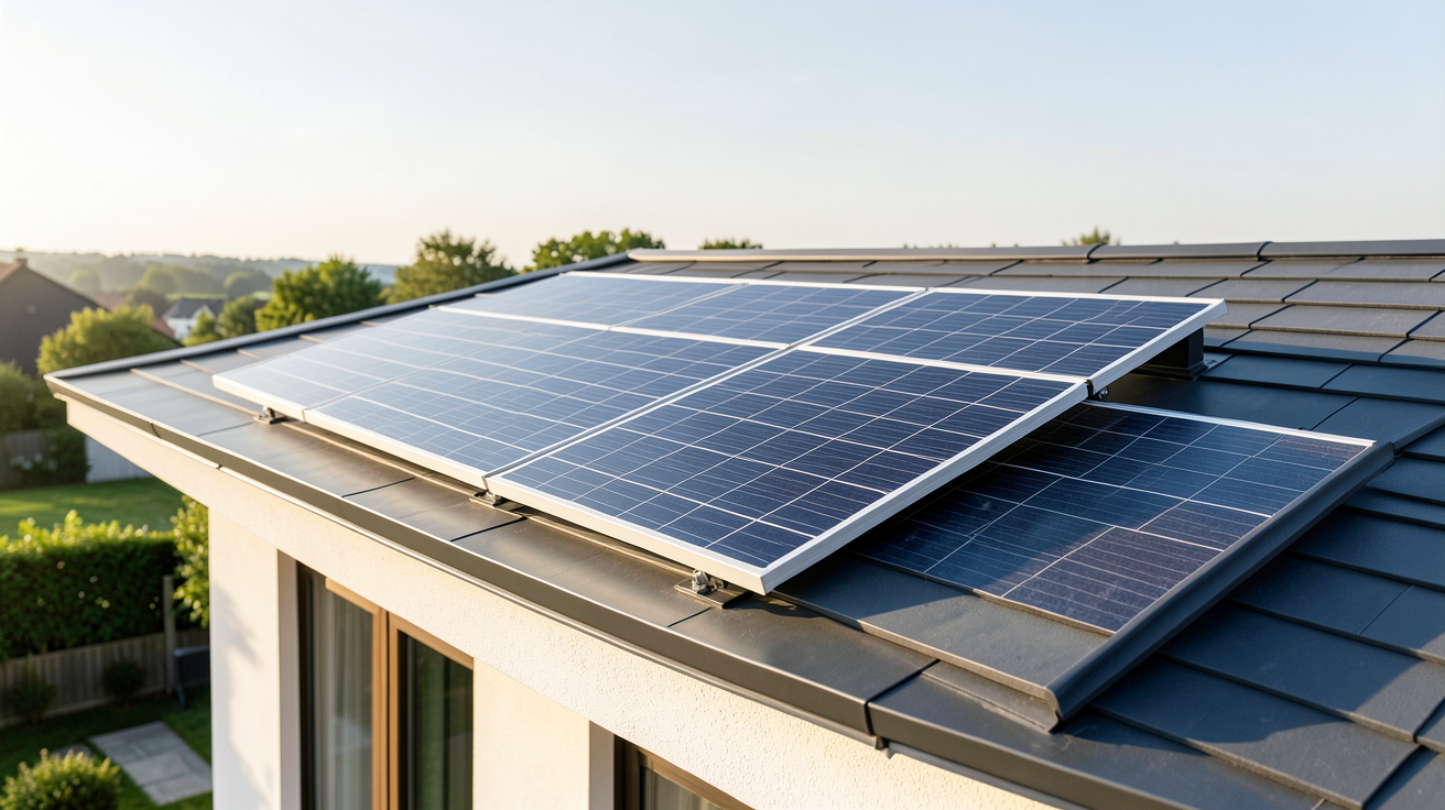 panneau solaire 500W 230V installé sur le toit d'une maison moderne