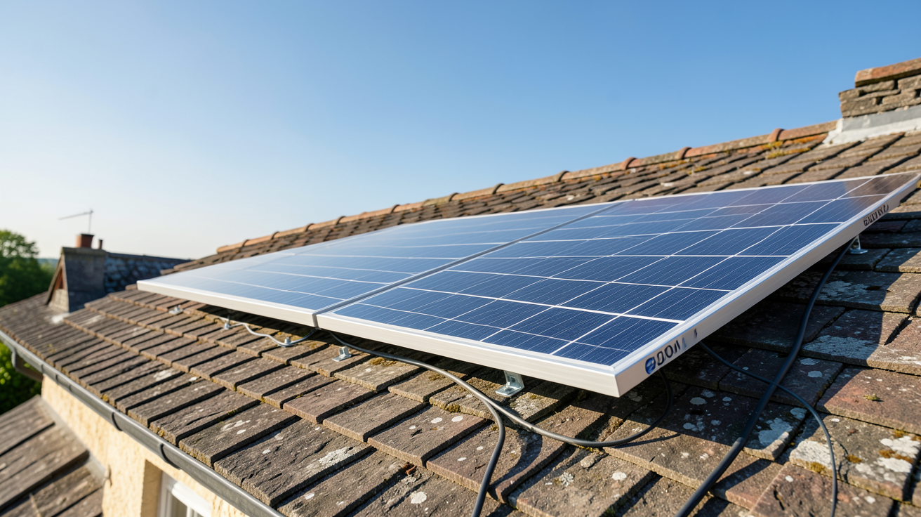 panneau solaire 500W 230V installé sur le toit d'une maison en France