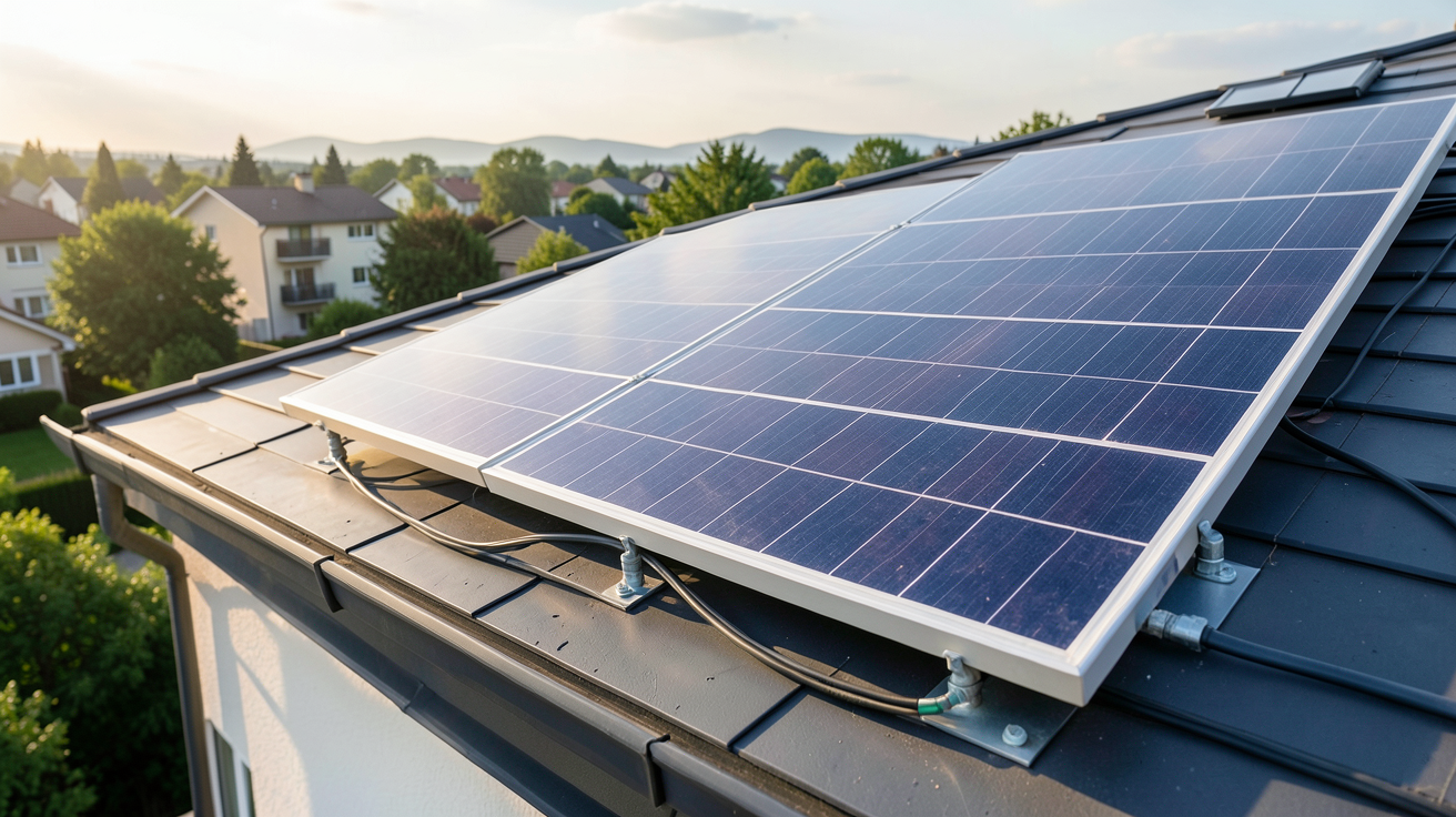 panneau solaire 500W installé sur le toit d'une maison résidentielle