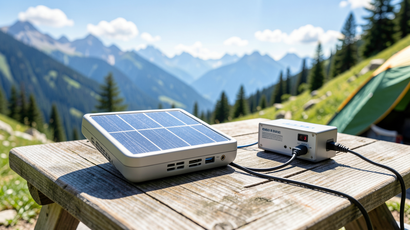 panneau solaire 50w utilisé pour charger des équipements de camping en plein air