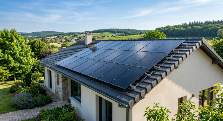 panneau solaire 6 kw photographié en situation réelle, illustration de l'article