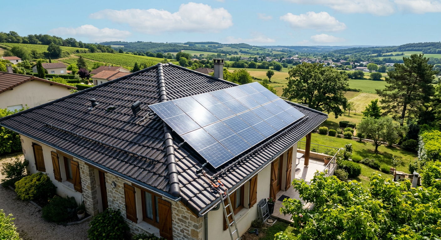 panneau solaire 6 kw photographié en situation réelle, illustration de l'article