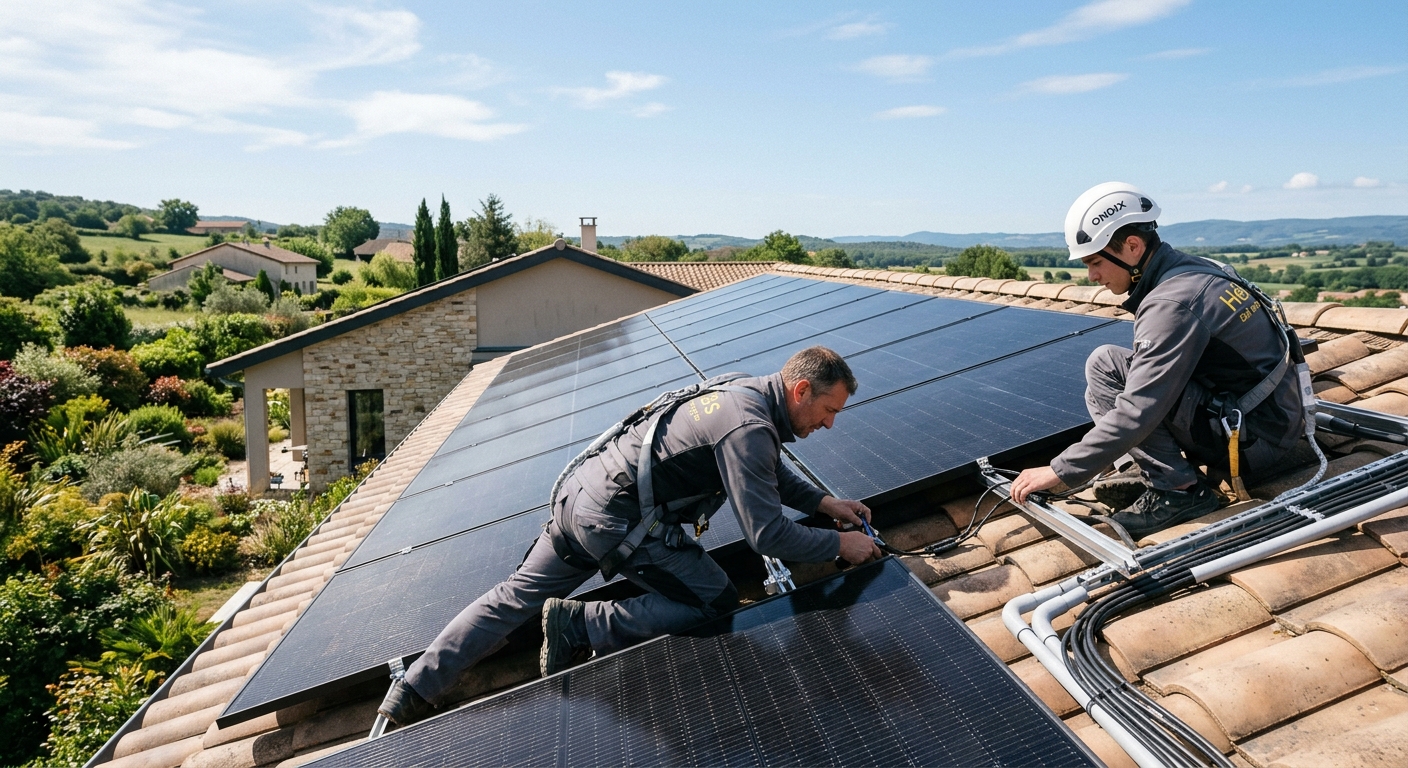 panneau solaire 6 kw photographié en situation réelle, illustration de l'article