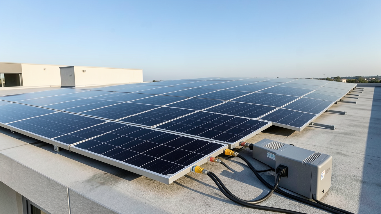 panneau solaire 6000w kit sans batterie installé sur un toit moderne pour un comparatif 2024