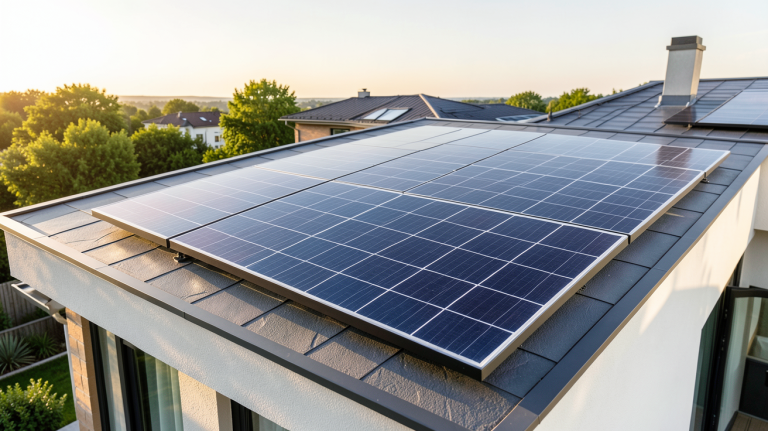 panneau solaire 600w installé sur le toit d'une maison moderne