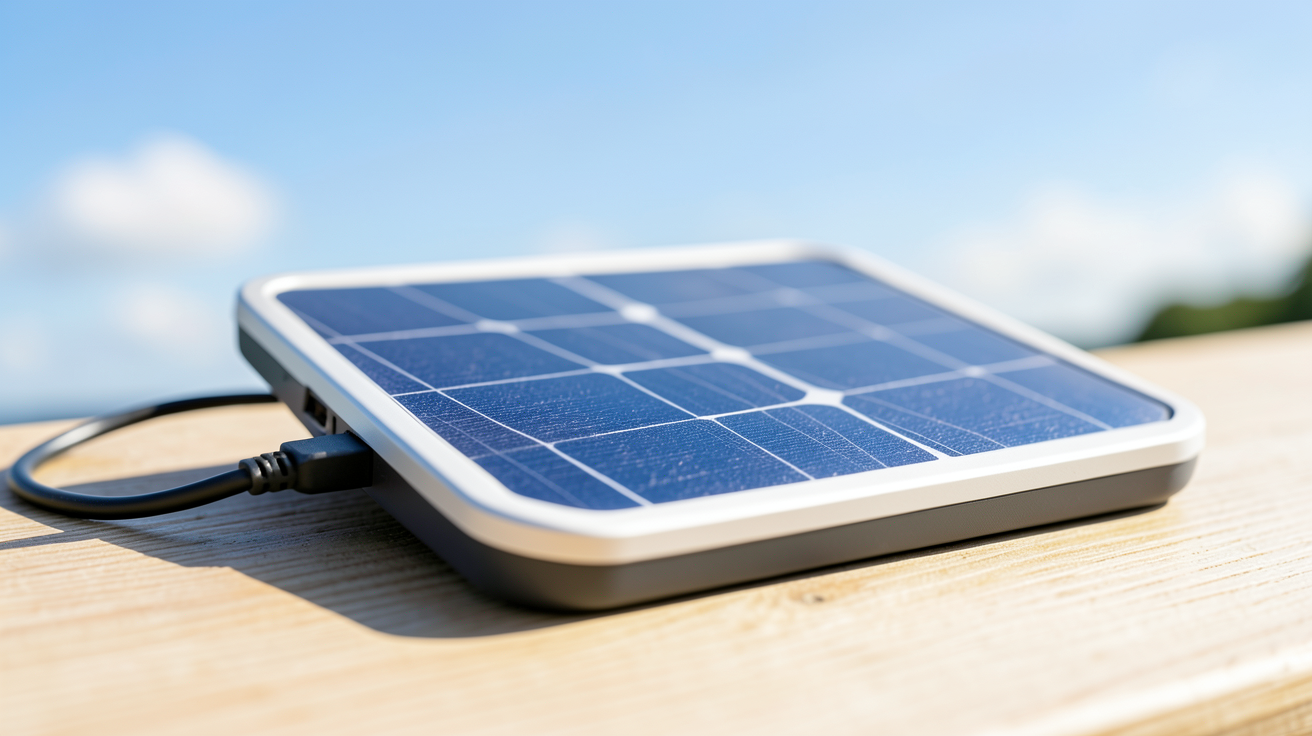 panneau solaire 60W portable posé sur une surface en bois, idéal pour comparatifs et tests