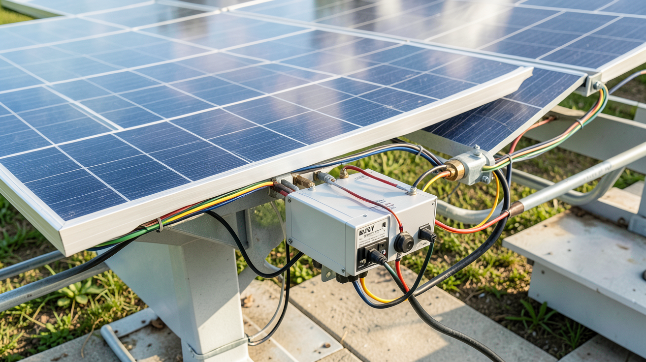 panneau solaire 6v montrant le câblage, le régulateur de charge et les protections lors d'une installation pas à pas