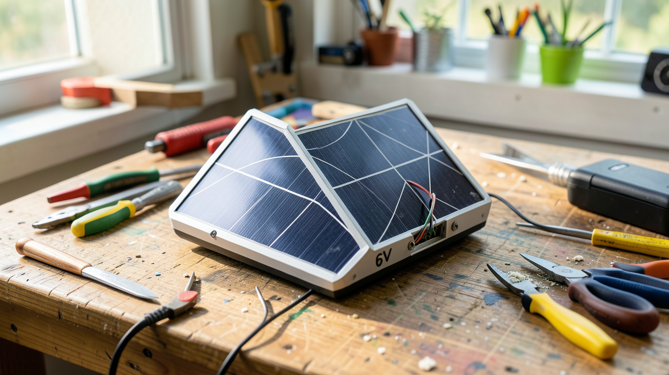 panneau solaire 6v illustrant un projet DIY de chargeur de batterie portable