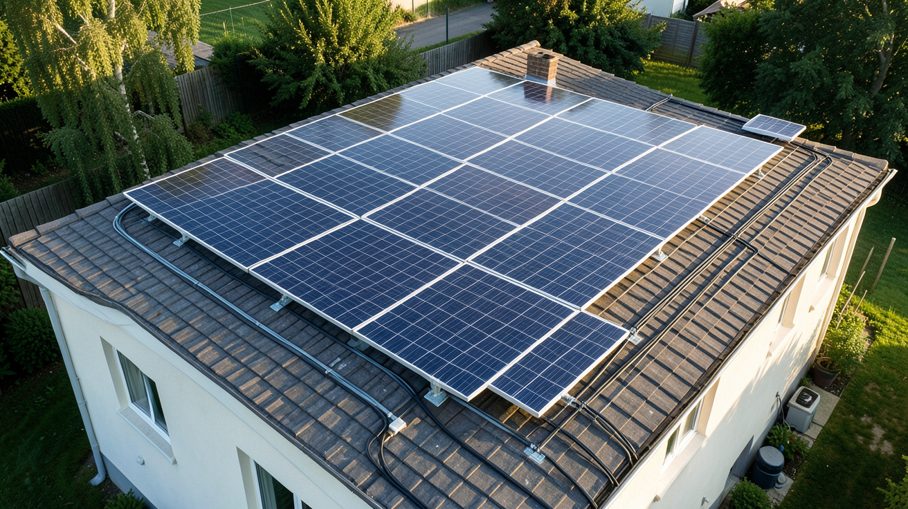 panneau solaire 9 kWc calcul et disposition optimale sur le toit d'une maison individuelle