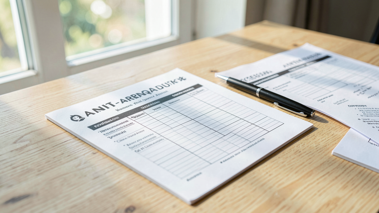 panneau solaire à 1 euro checklist anti-arnaque posée sur une table avec stylo et documents