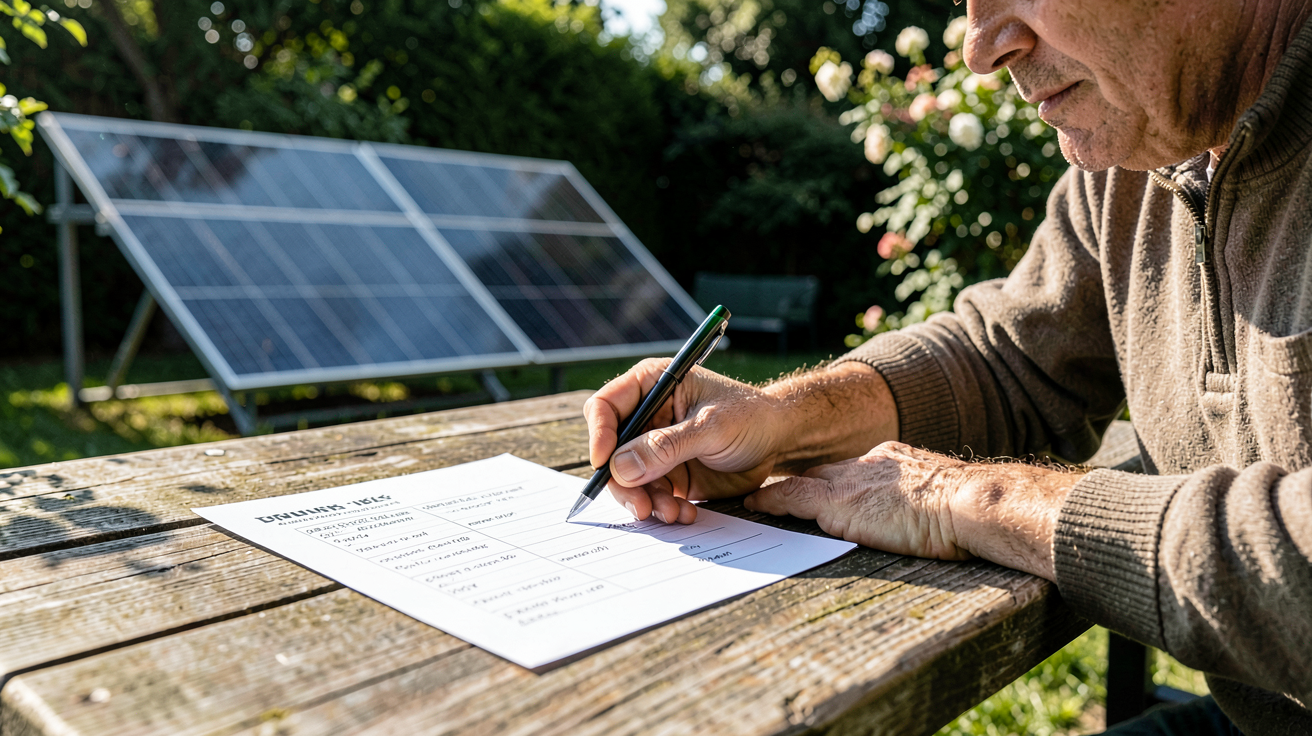 panneau solaire à vendre checklist achat sécurisé avec personne vérifiant les documents