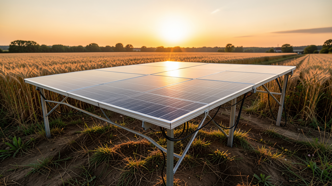 panneau solaire agricole installé sur une exploitation agricole française en transition énergétique
