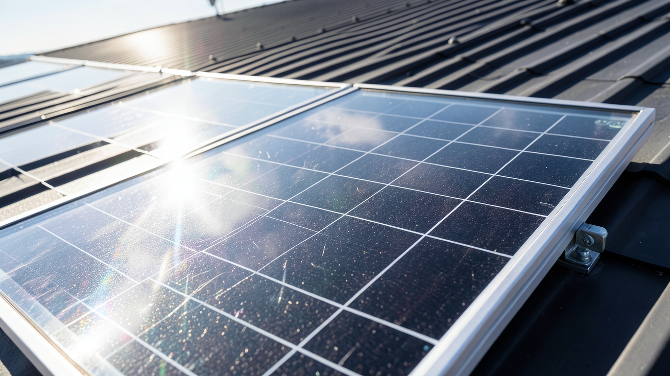 panneau solaire air chaud montrant la structure d'un capteur thermique sous la lumière du soleil