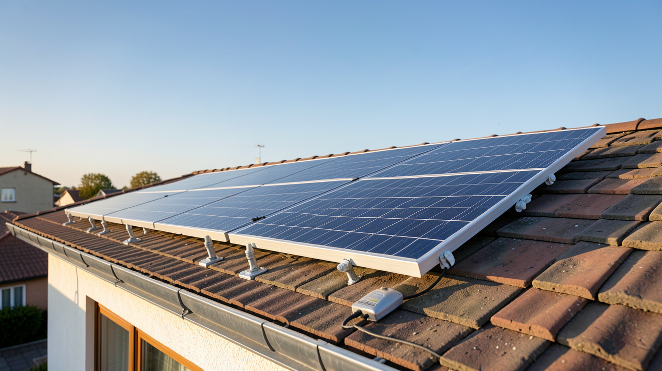 panneau solaire air chaud installé sur le toit d'une maison avec des facteurs influençant son prix visibles