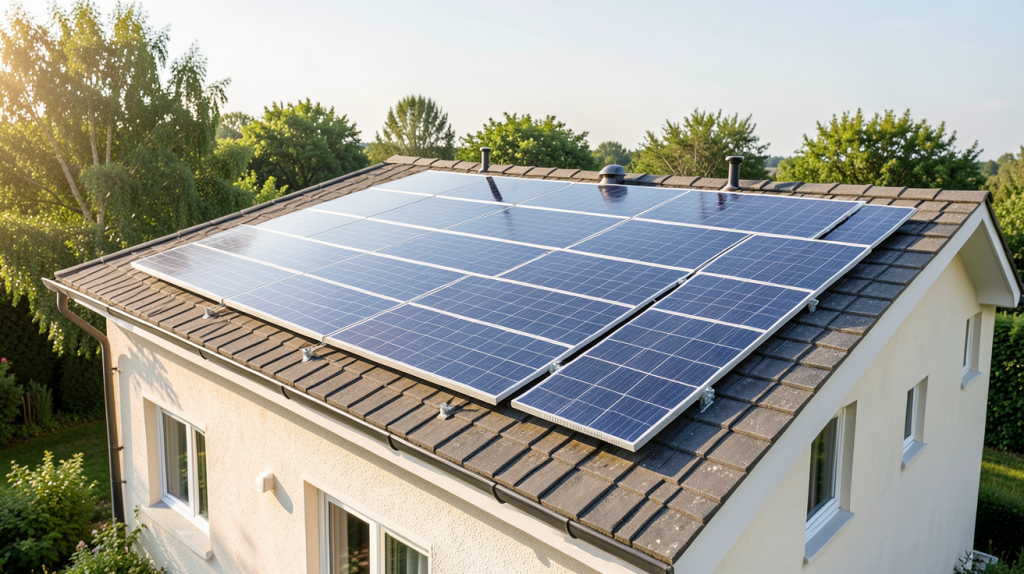 panneau solaire air chaud installé sur le toit d'une maison individuelle