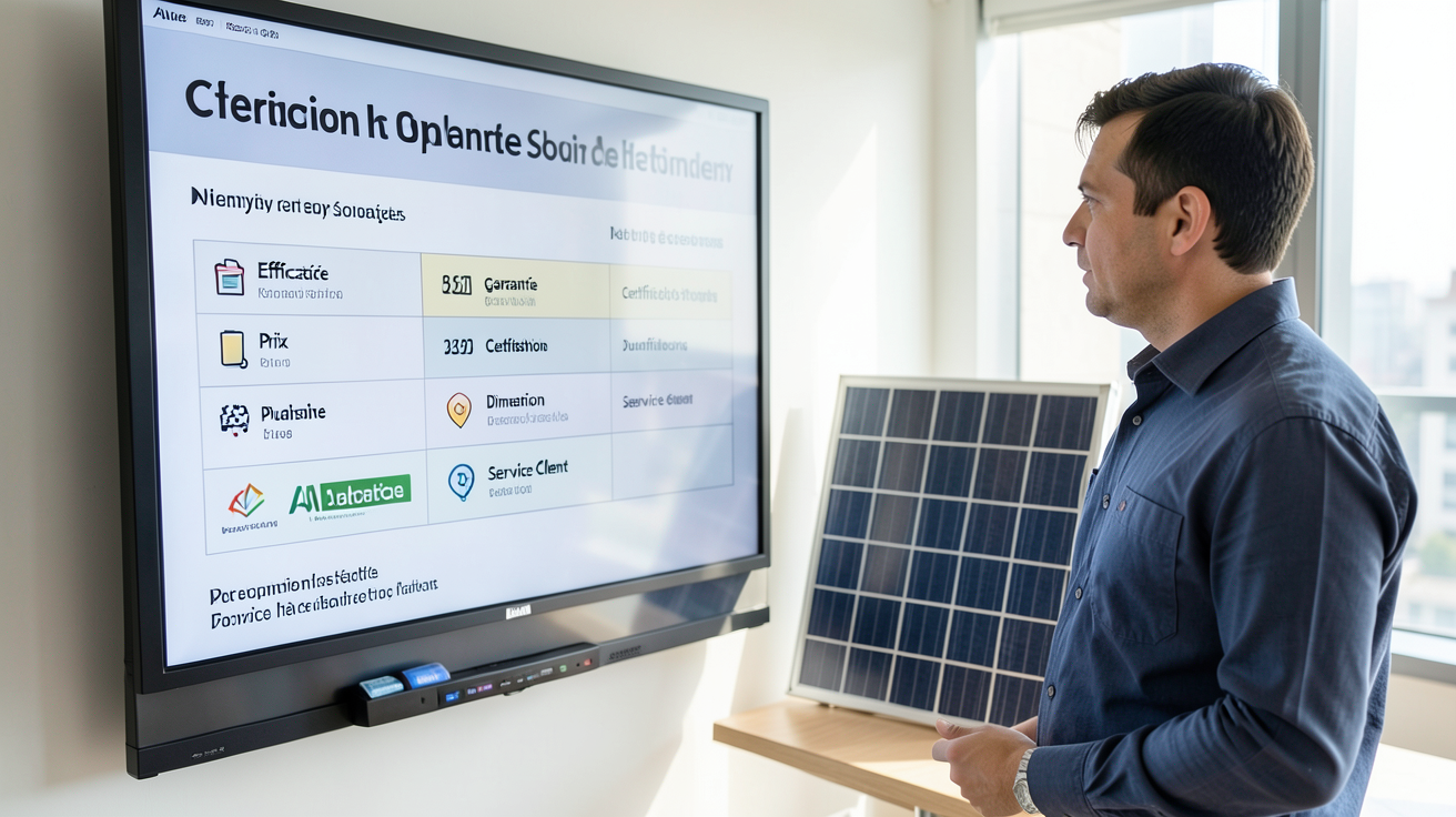 panneau solaire alibaba montrant les sept critères essentiels pour choisir un produit