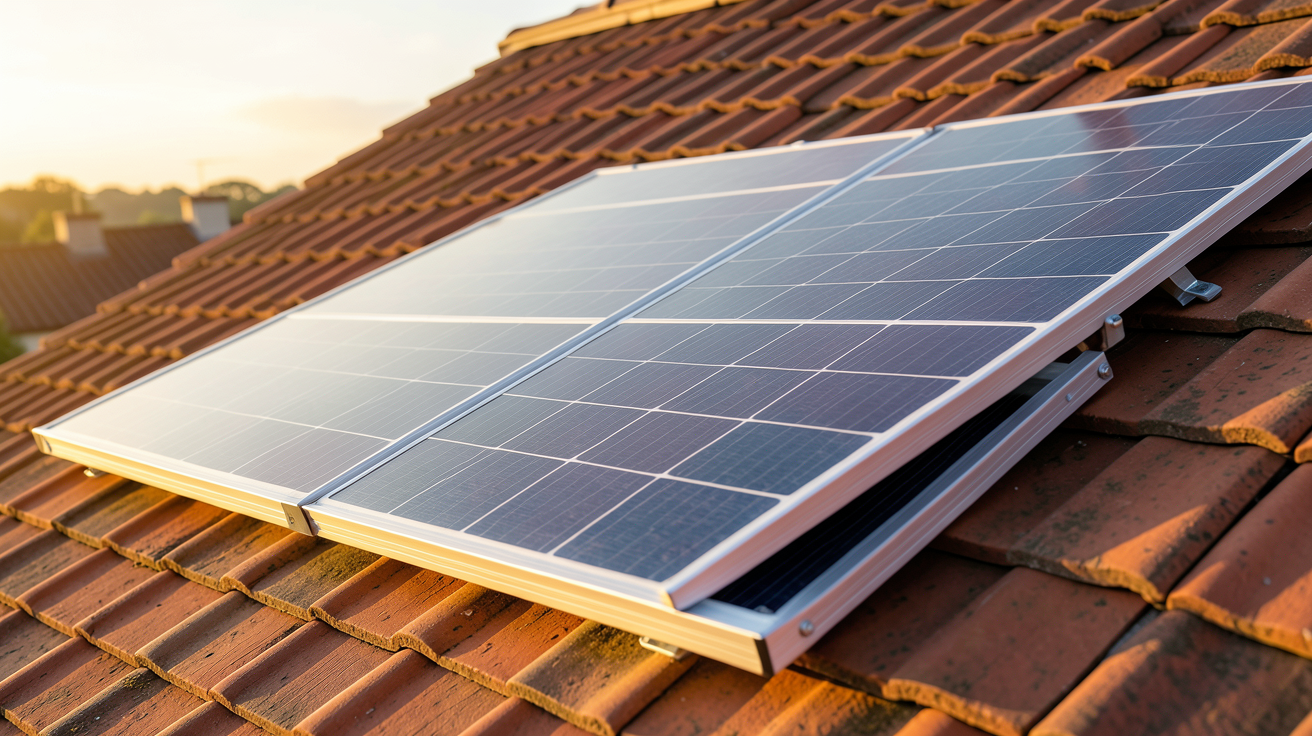 panneau solaire allemand de haute qualité installé sur un toit en tuiles rouges, comparatif des fabricants