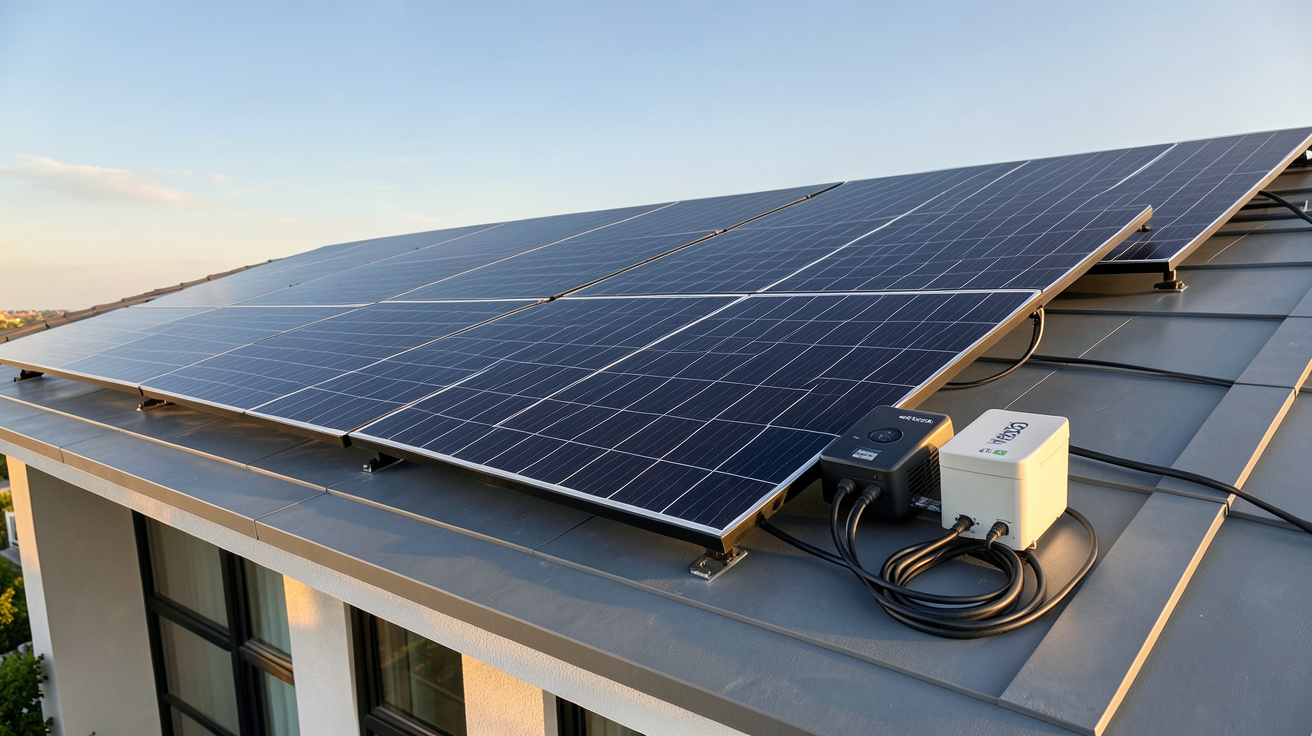 panneau solaire Allo Solar kit autoconsommation autonome plug-and-play installé sur toit de maison moderne