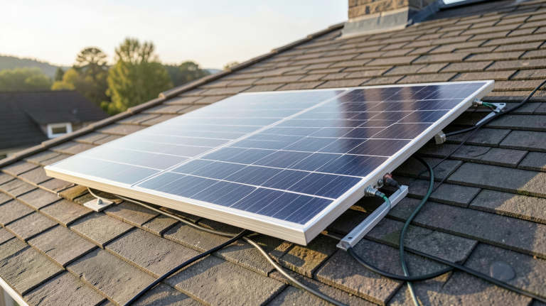 panneau solaire amazon pas cher installé sur le toit d'une maison résidentielle