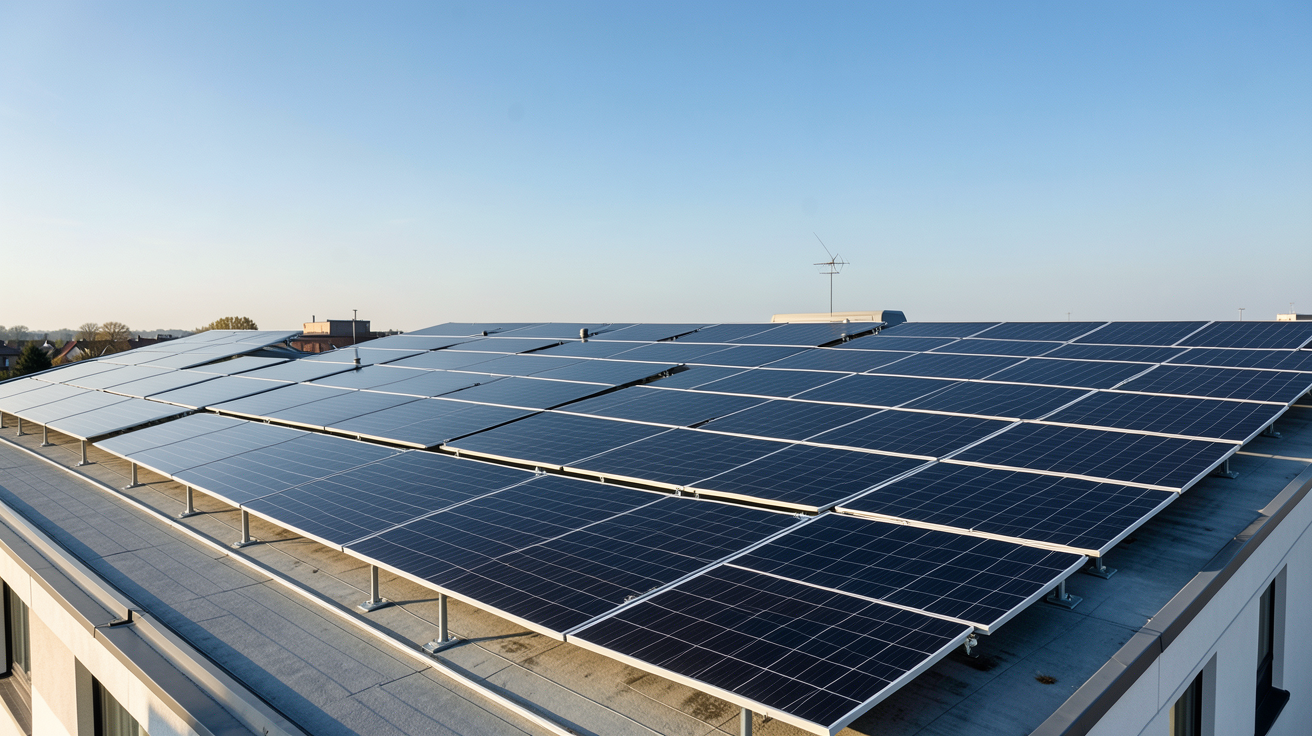 panneau solaire appartement en toiture collective d'un immeuble résidentiel