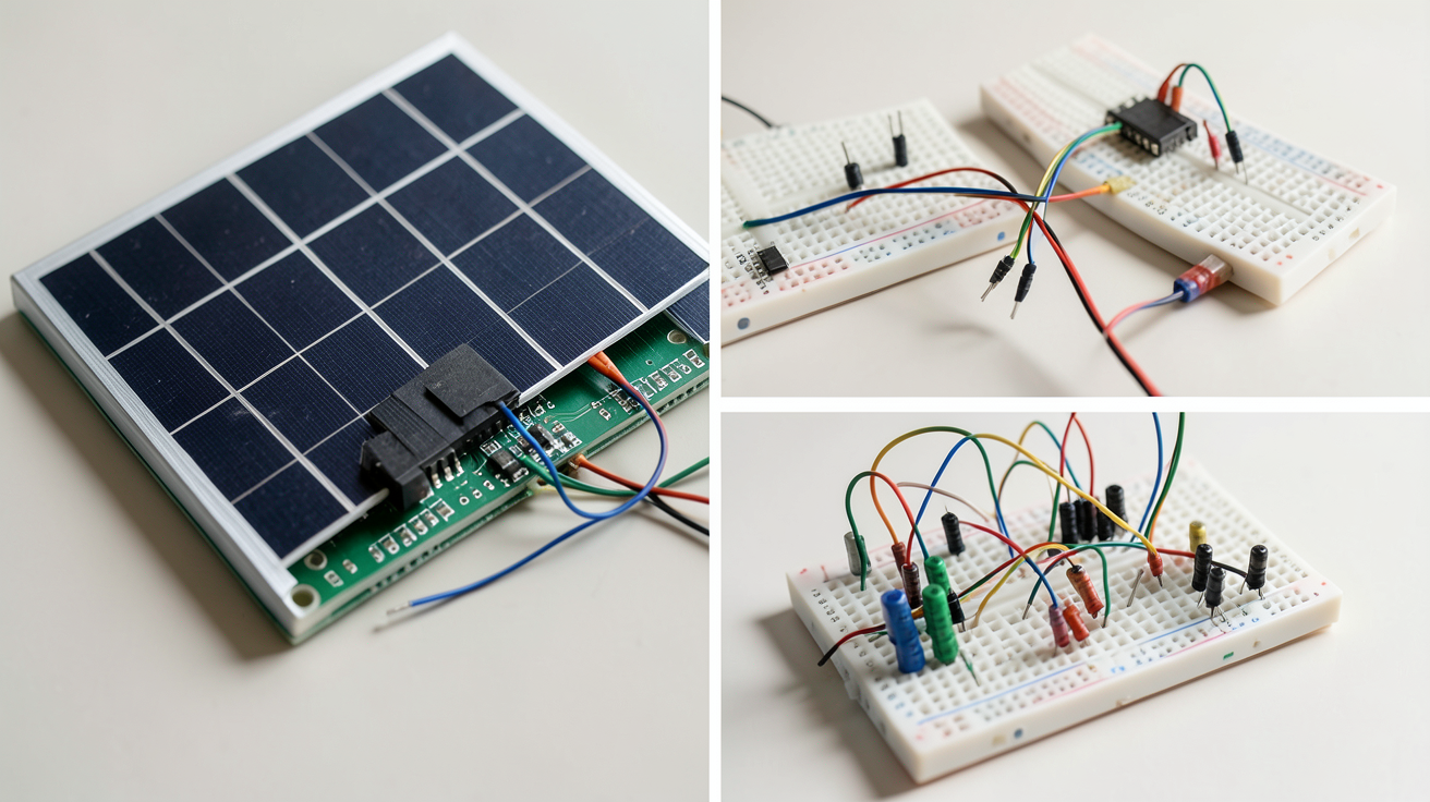 panneau solaire arduino étapes d'assemblage pas à pas avec breadboard et composants électroniques