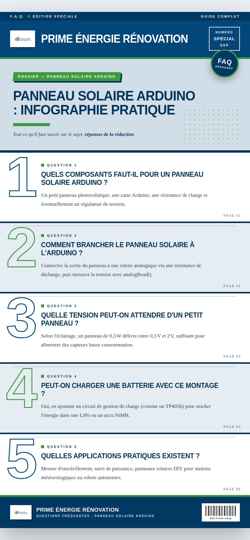 Infographie : panneau solaire arduino : infographie pratique