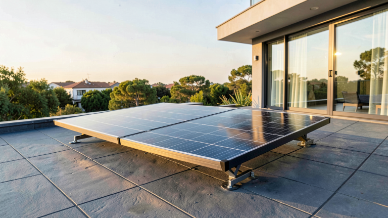 panneau solaire Arlo installé sur un toit de maison moderne
