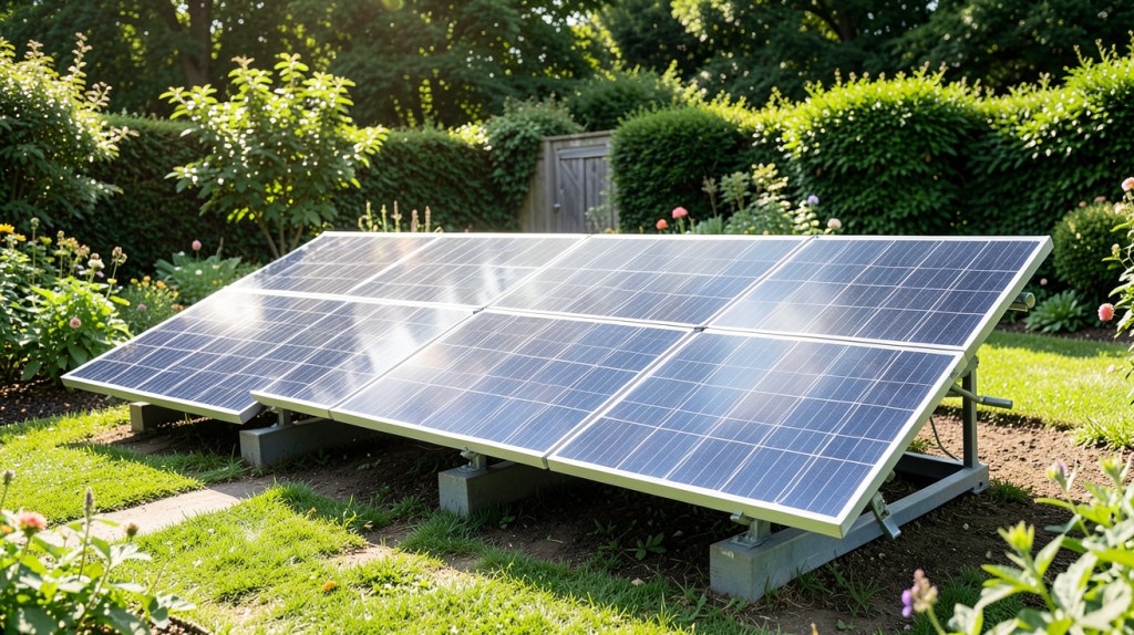 panneau solaire au sol prix illustré par une installation photovoltaïque moderne dans un jardin
